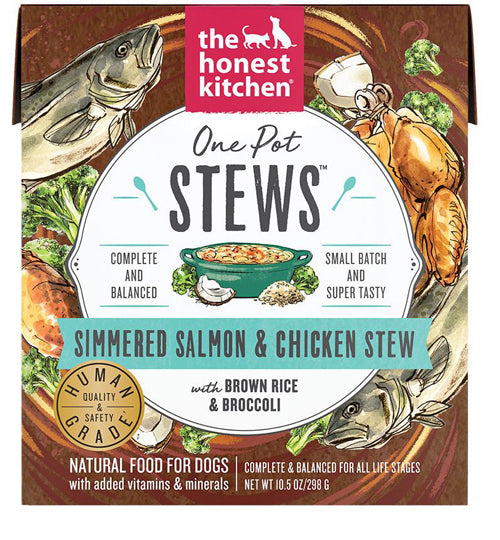 Honest Kitchen Dog One Pot Simmered Salmon & Chicken with Brown Rice & Brocolli 10.5oz. (Case of 6)