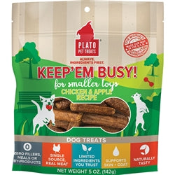 Plato Dog Keep 'Em Busy Chicken and Apple Treats Small 5Oz