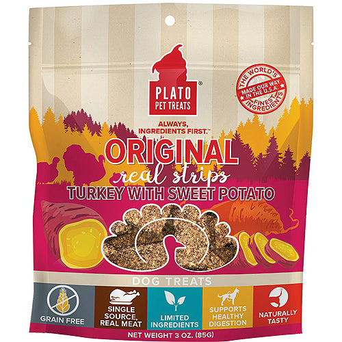 Plato Dog Strp Grain Free Turkey Sweet Potato 3 Oz.