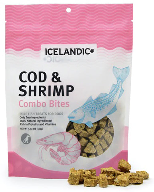 Icelandic+ Cod & Shrimp Combo Bites Fish Dog Treat 3.52-Oz Bag