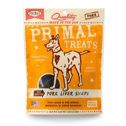 Primal Pork Liver Snaps Dry Roasted Dog Treats, 4.25-Oz. Bag