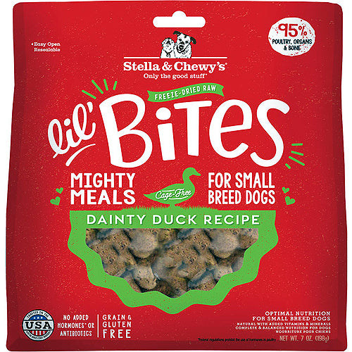 Stella and Chewys Dog Freeze-Dried Lil Bites Dainty Duck 7Oz