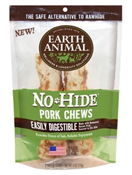 Earth Animal No Hide Pork Chews Dog Treats, 7 Inch, 2 Pack