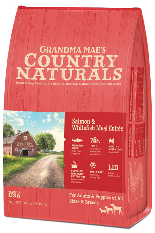 Grandma Mae's Country Naturals Salmon & Whitefish Meal Dry Dog Food Sample 9 Ounces