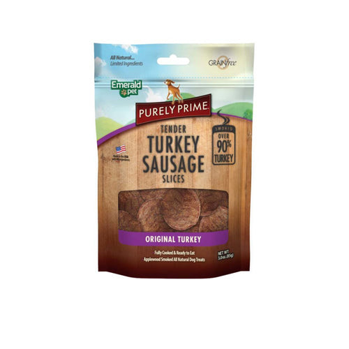 Emerald Pet Purely Prime Sausage Original Turkey Dog Treats 3 oz