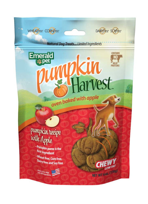 Emerald Pet Pumpkin Harvest Apple Chewy Dog Treats 6 Oz