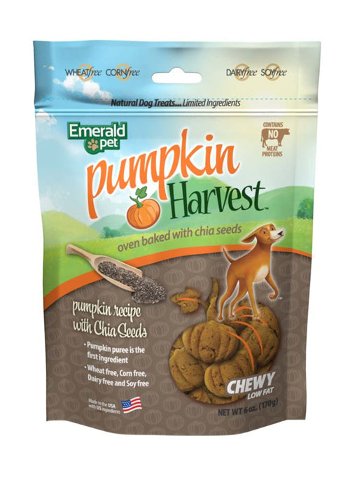 Emerald Pet Pumpkin Harvest Chia Seed Chewy Dog Treats 6 Oz