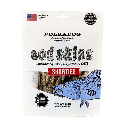 Polka Dog Cod Skin Shorties Dog & Cat Treats, 2 Oz