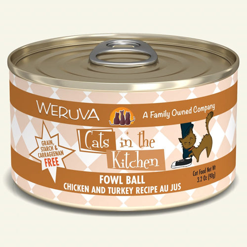 Cats In The Kitchen Fowl Ball Chicken and Turkey Recipe 3.2oz. (Case Of 24)