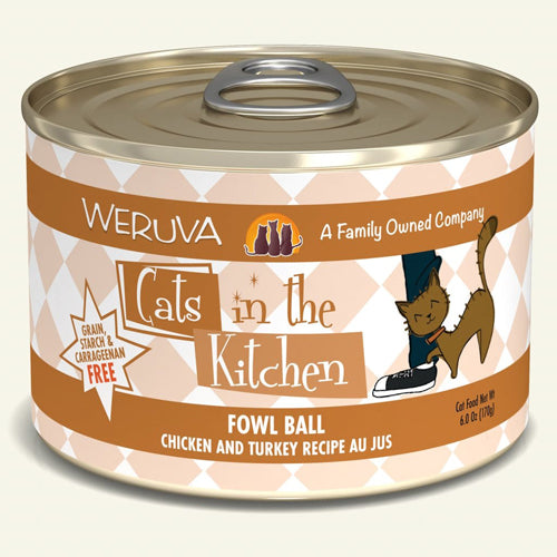 Cats In The Kitchen Fowl Ball Chicken and Turkey Recipe 6oz. (Case Of 24)