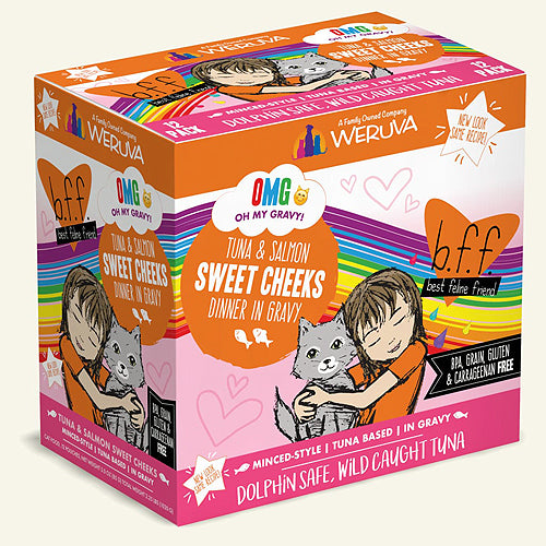 BFF Cat Omg Tuna & Salmon Sweet Cheeks Dinner in Gravy 3oz. (Case Of 12)