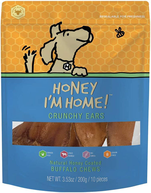 Honey Im Home Dog Buffalo Ears 4 Pack