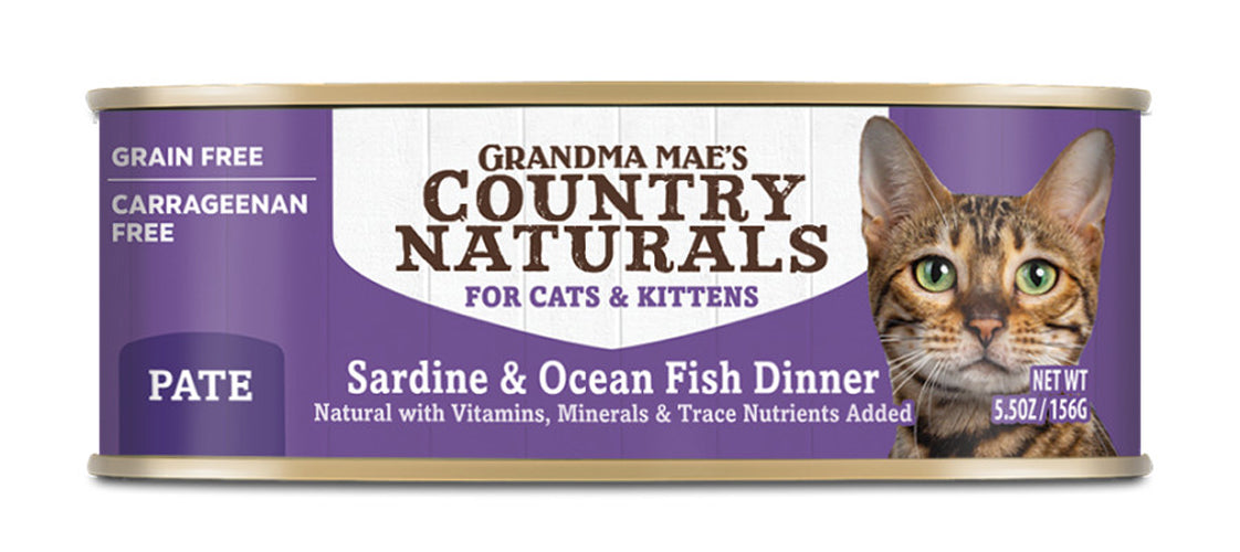 Grandma Mae's Country Naturals Grain Free Sardine & Ocean Fish Dinner Cat Wet Food 5.5 oz 24 Pack