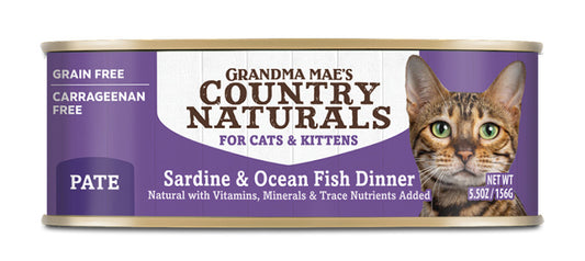 Grandma Mae's Country Naturals Grain Free Sardine & Ocean Fish Dinner Cat Wet Food 5.5 oz 24 Pack